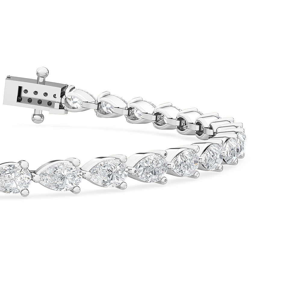 4.50ct Lab Grown Diamond Pear cut East-West Tennis Bracelet in 14k Gold