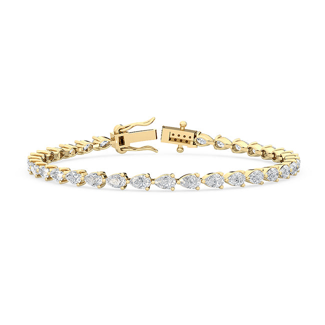 4.50ct Lab Grown Diamond Pear cut East-West Tennis Bracelet in 14k Gold