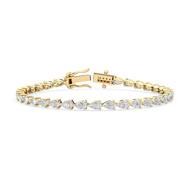 4.50ct Lab Grown Diamond Pear cut East-West Tennis Bracelet in 14k Gold