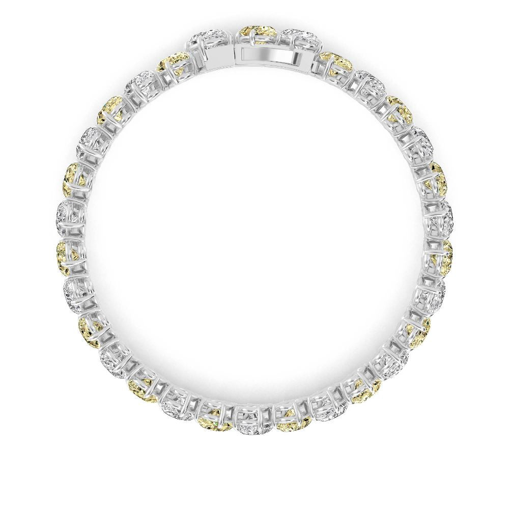 26.00ct Oval Yellow and White Alternating Lab Grown Diamond Exceptional Tennis Bracelet