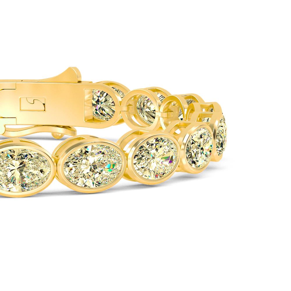 20.66ct Oval Yellow and White Lab Grown Diamond Bezel Exceptional Tennis Bracelet