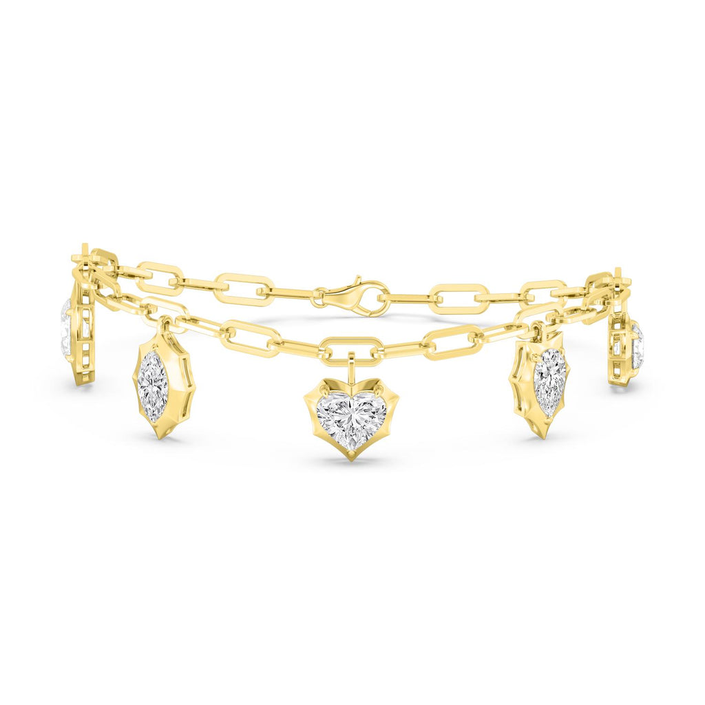 4.58ctw Lab Grown Diamond Multishape Georgian Cut Down Charm Bracelet