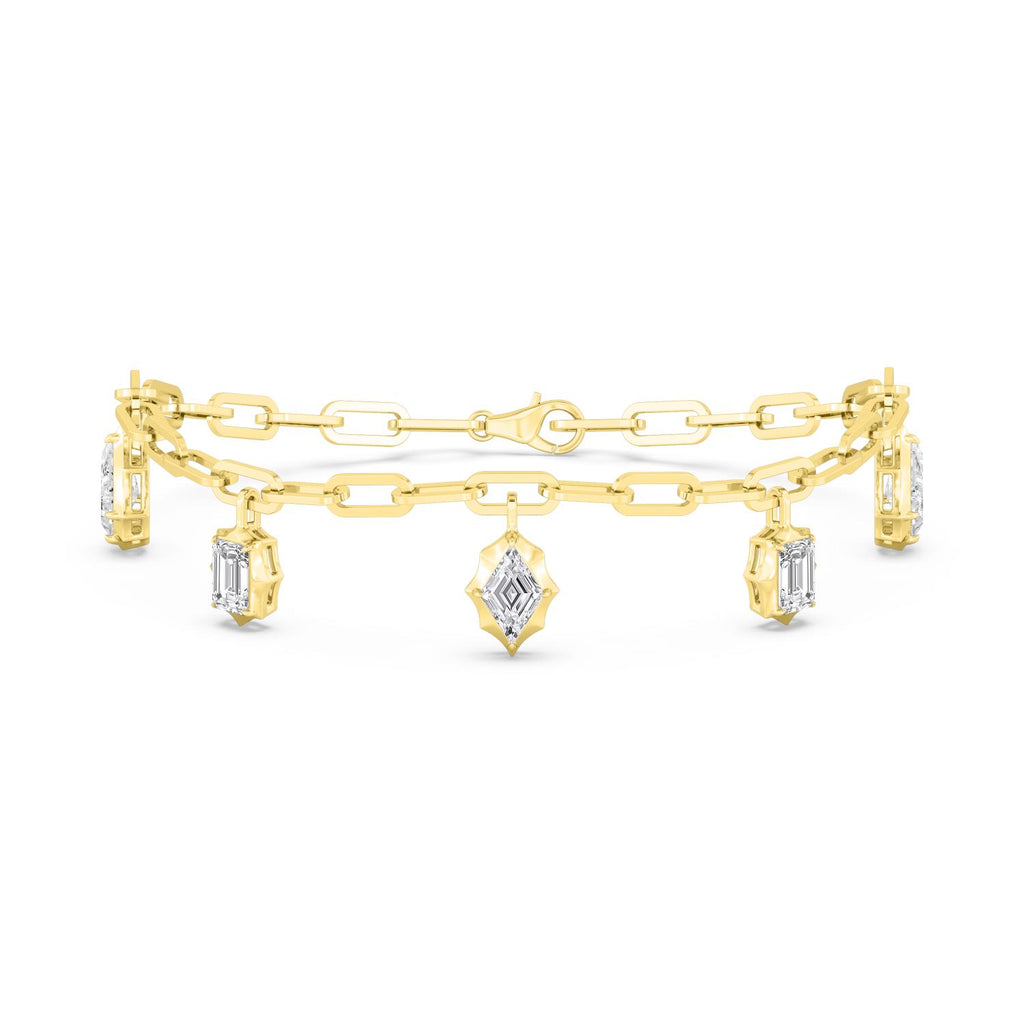 2.36ctw Lab Grown Diamond Multishape Georgian Cut Down Charm Bracelet