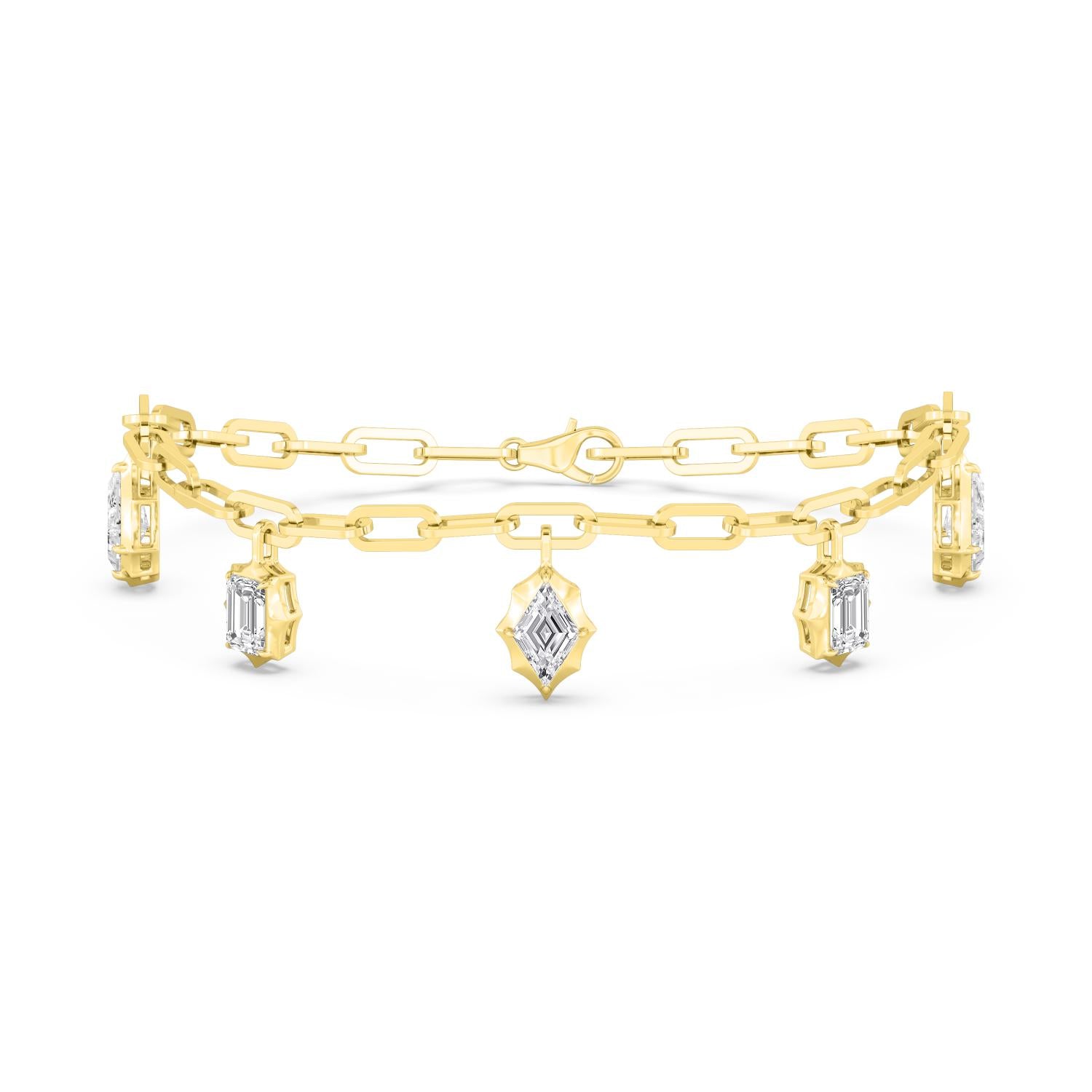 2.36ctw Lab Grown Diamond Multishape Georgian Cut Down Charm Bracelet