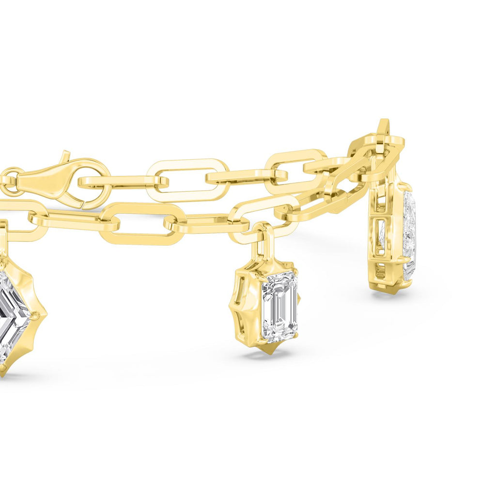 2.36ctw Lab Grown Diamond Multishape Georgian Cut Down Charm Bracelet