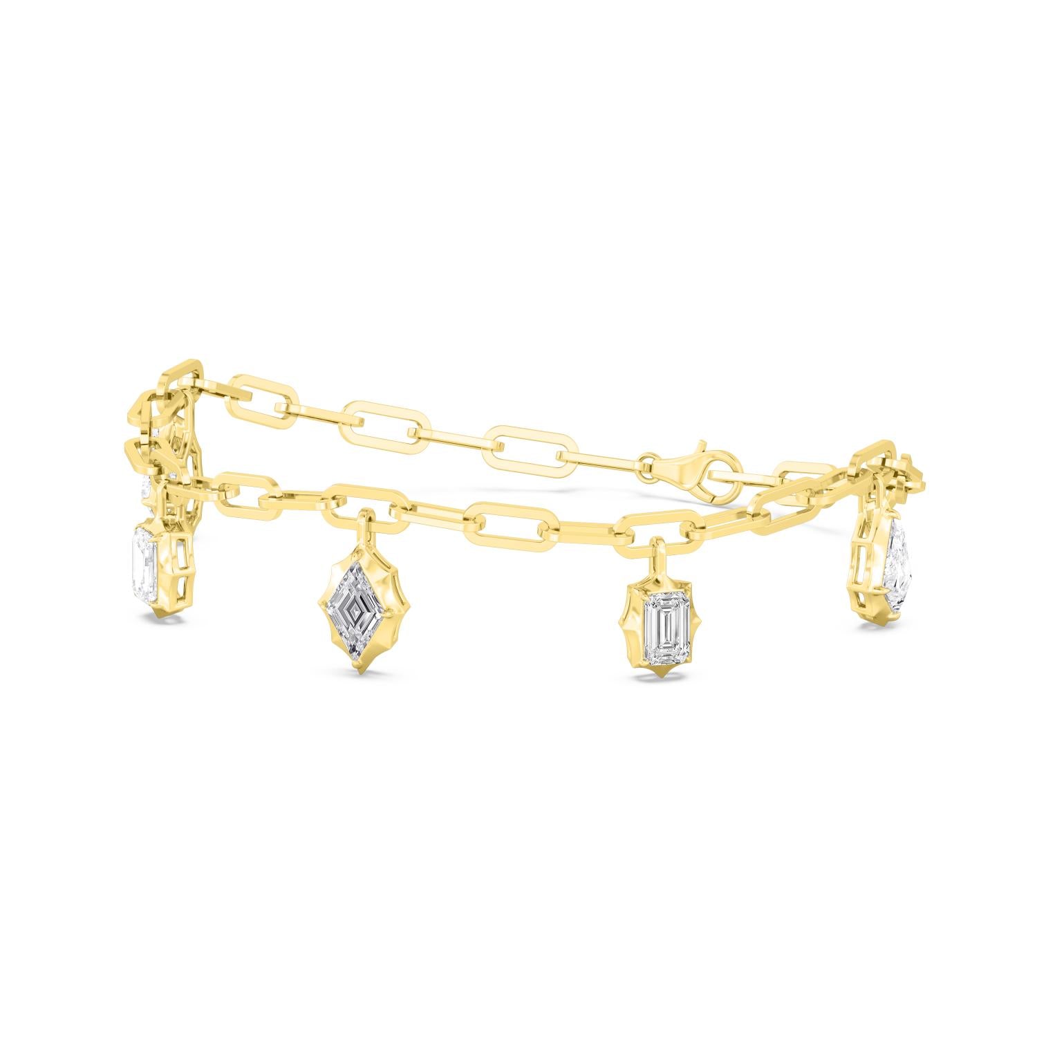 2.36ctw Lab Grown Diamond Multishape Georgian Cut Down Charm Bracelet