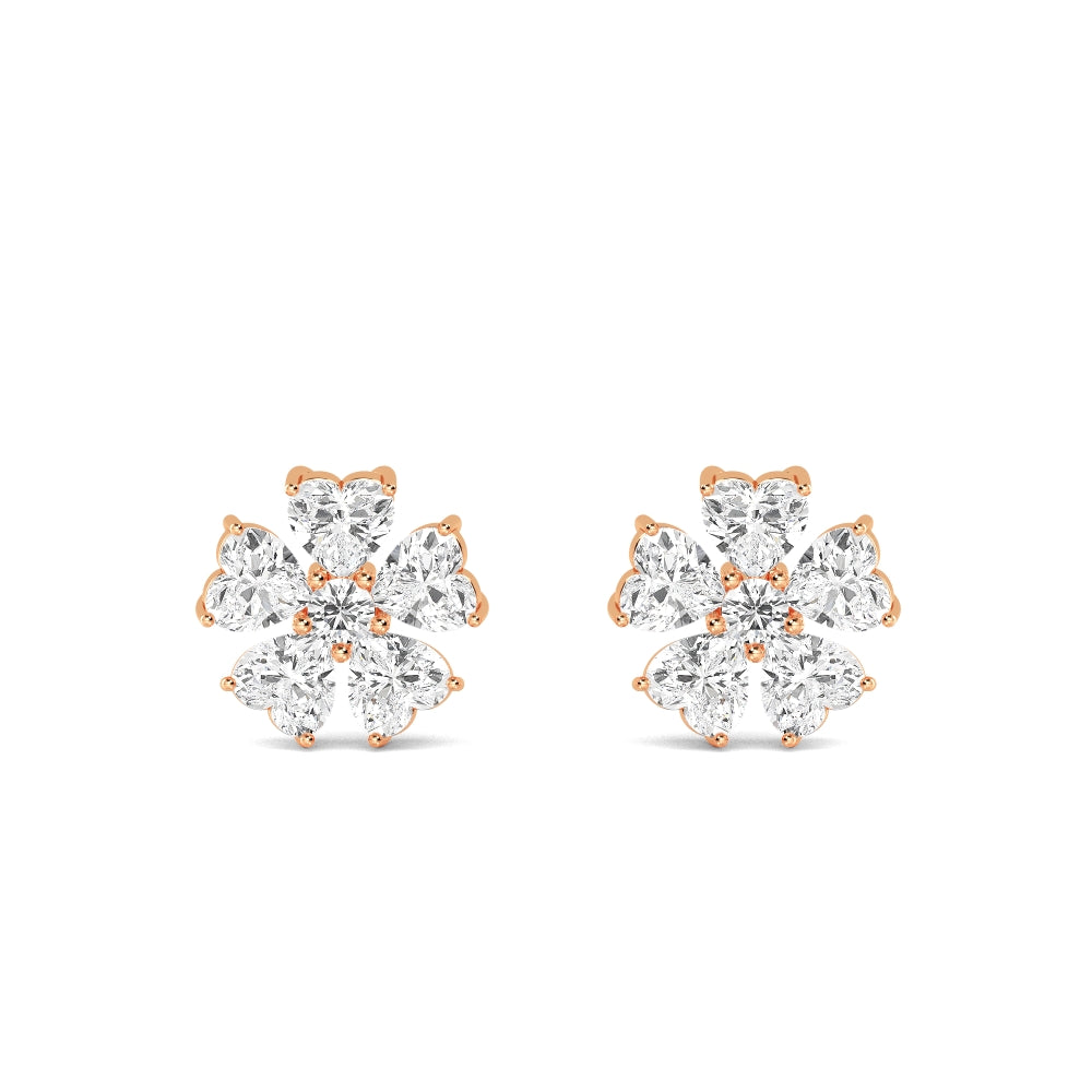 2.78ct Heart Shape Lab Grown Diamond Floral Earrings