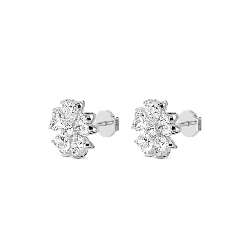 2.78ct Heart Shape Lab Grown Diamond Floral Earrings