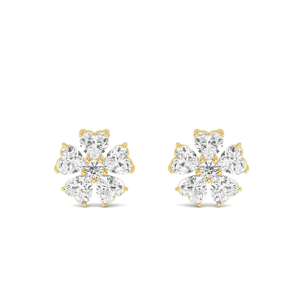 2.78ct Heart Shape Lab Grown Diamond Floral Earrings