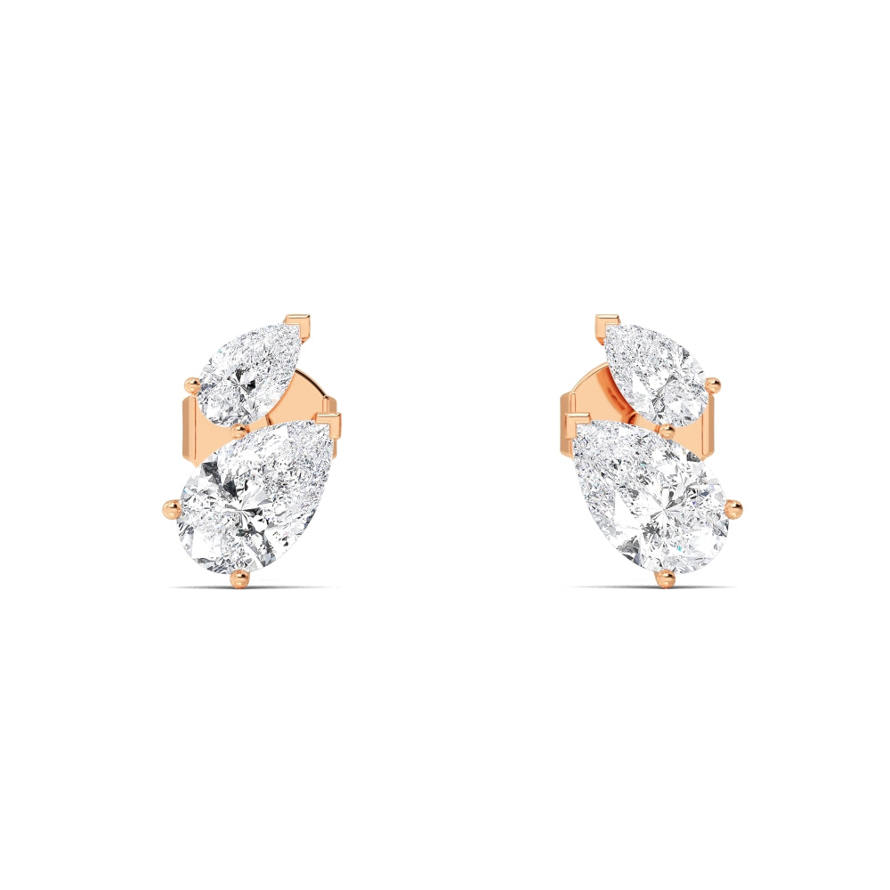 2.00ct Pear Shape Lab Grown Diamond Toi et Moi Earrings