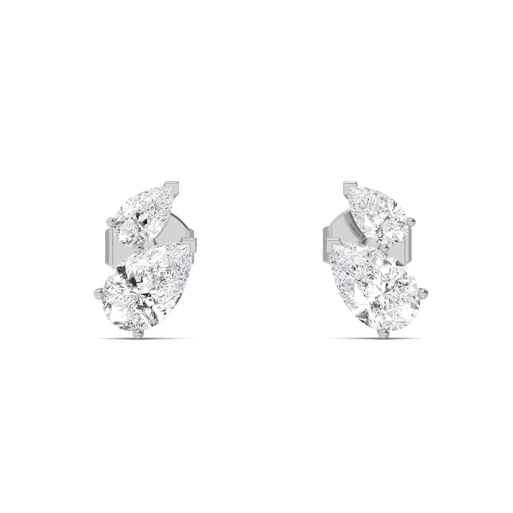 2.00ct Pear Shape Lab Grown Diamond Toi et Moi Earrings