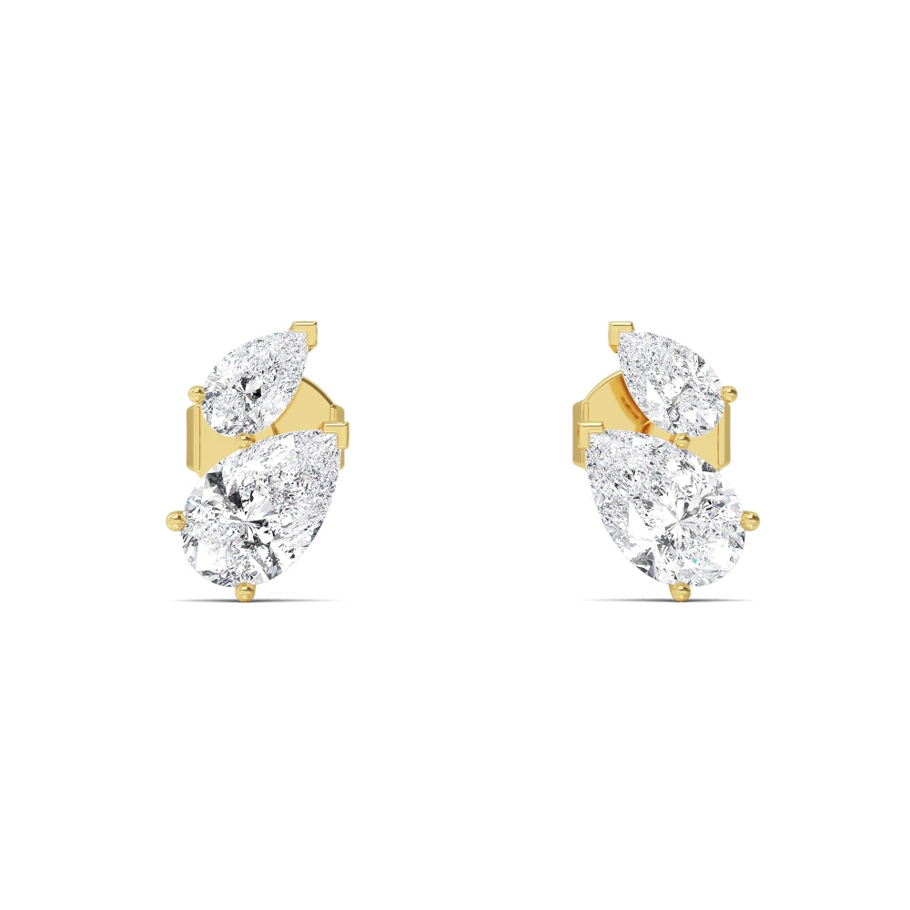 2.00ct Pear Shape Lab Grown Diamond Toi et Moi Earrings