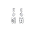 15.00ct Emerald and Cushion cut Lab Grown Diamond Exceptional Trilogy Earrings