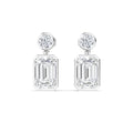 13.00ct Emerald and Round cut Lab Grown Diamond Exceptional Earrings