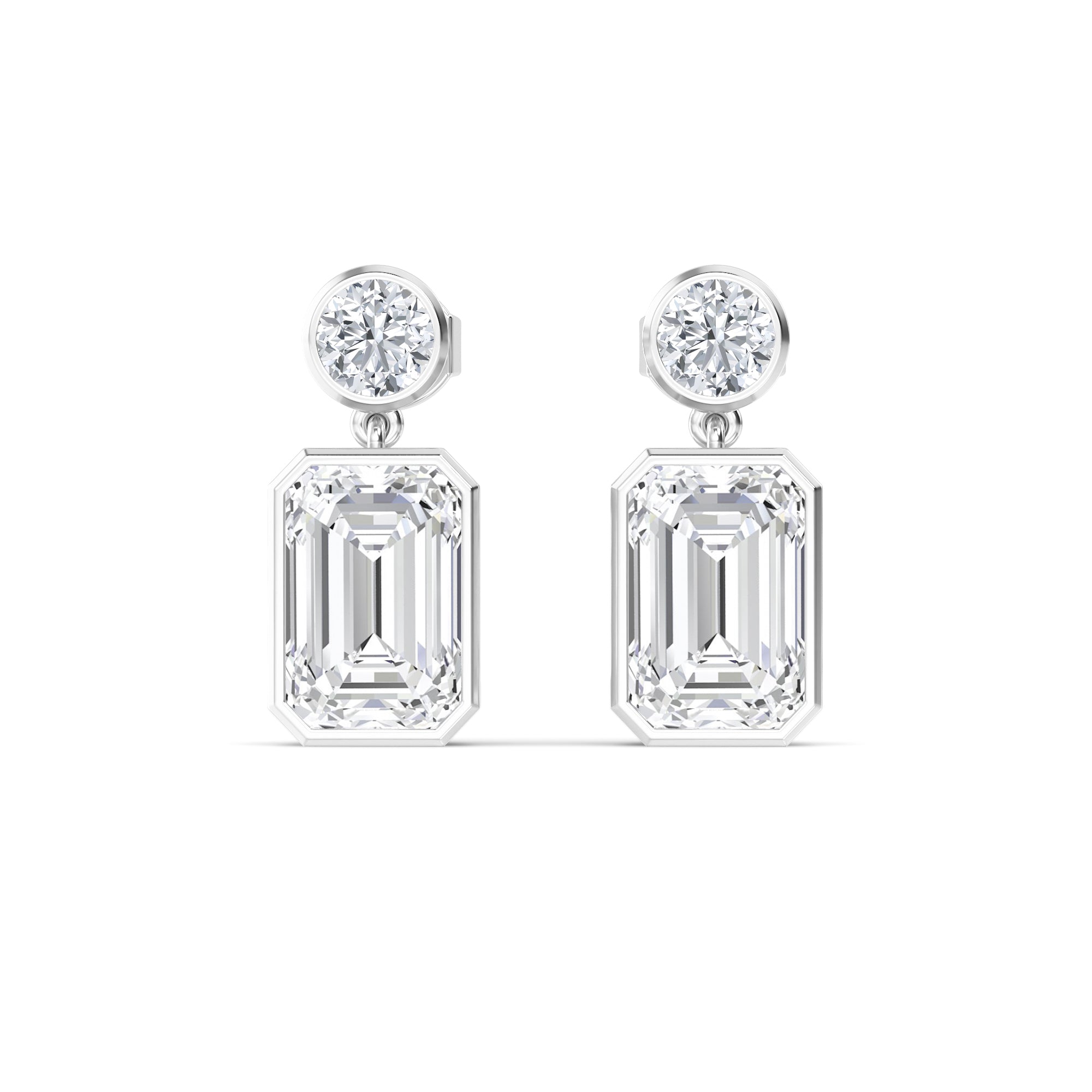 13.00ct Emerald and Round cut Lab Grown Diamond Exceptional Earrings