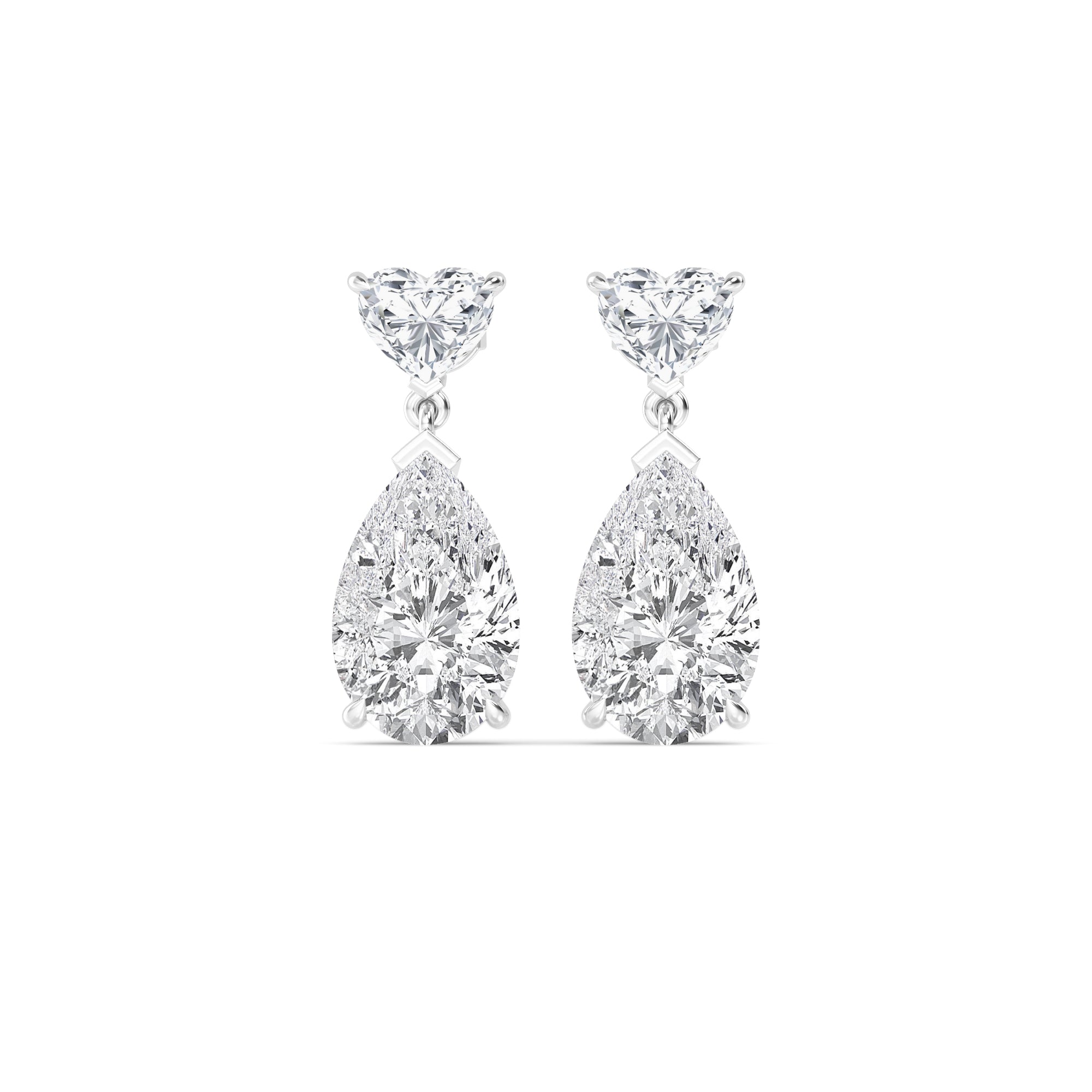 12.00ct Heart and Pear cut Lab Grown Diamond Exceptional Drop Earrings