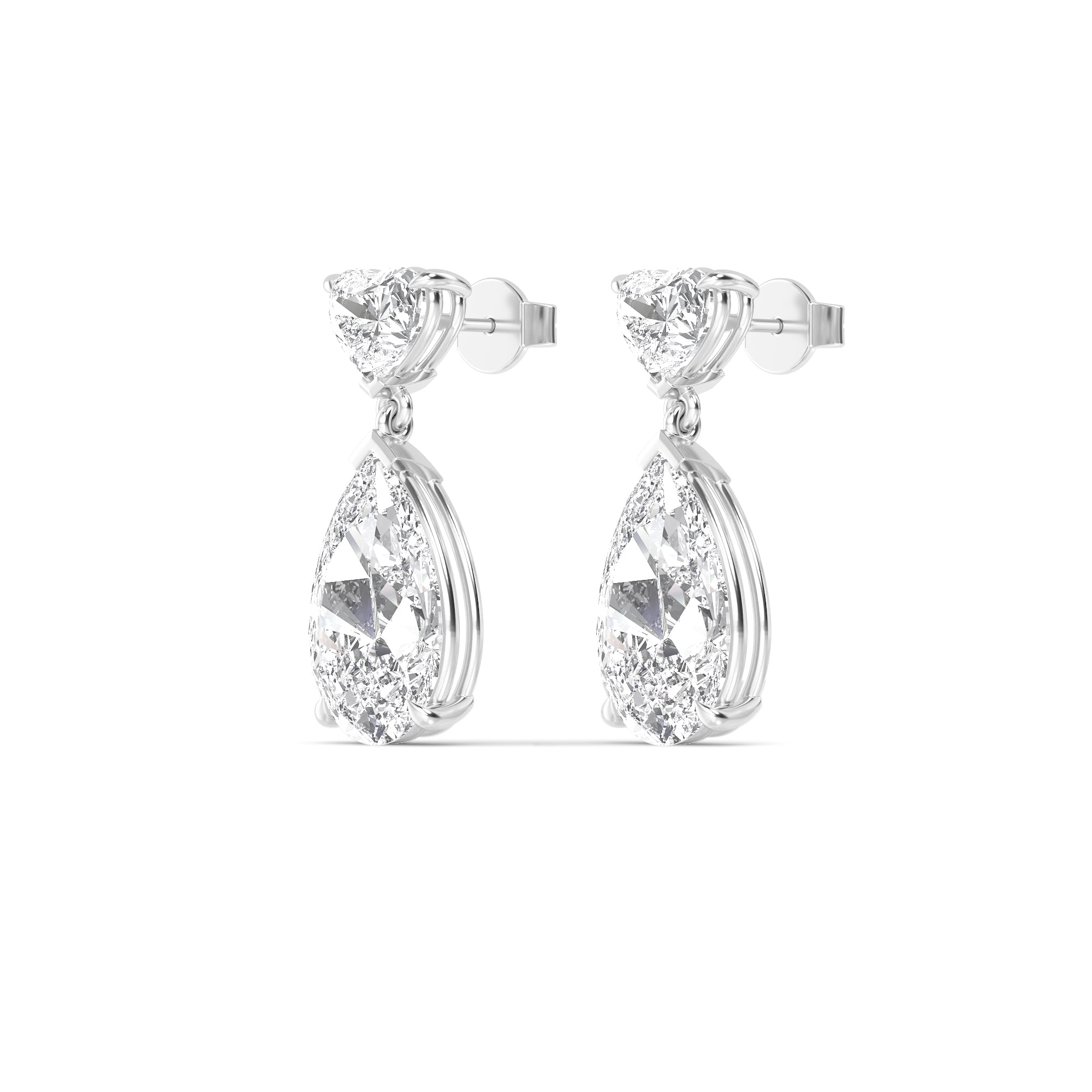 12.00ct Heart and Pear cut Lab Grown Diamond Exceptional Drop Earrings
