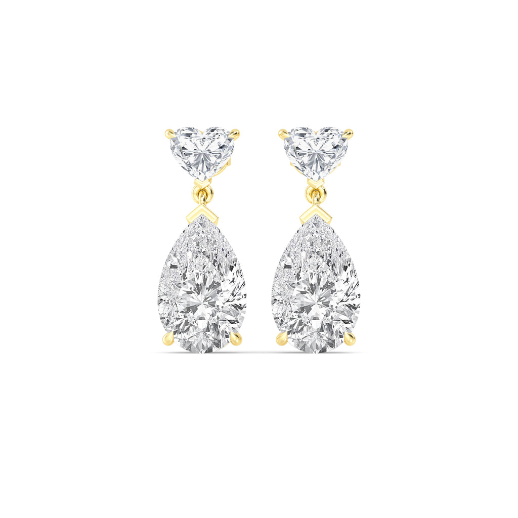 12.00ct Heart and Pear cut Lab Grown Diamond Exceptional Drop Earrings