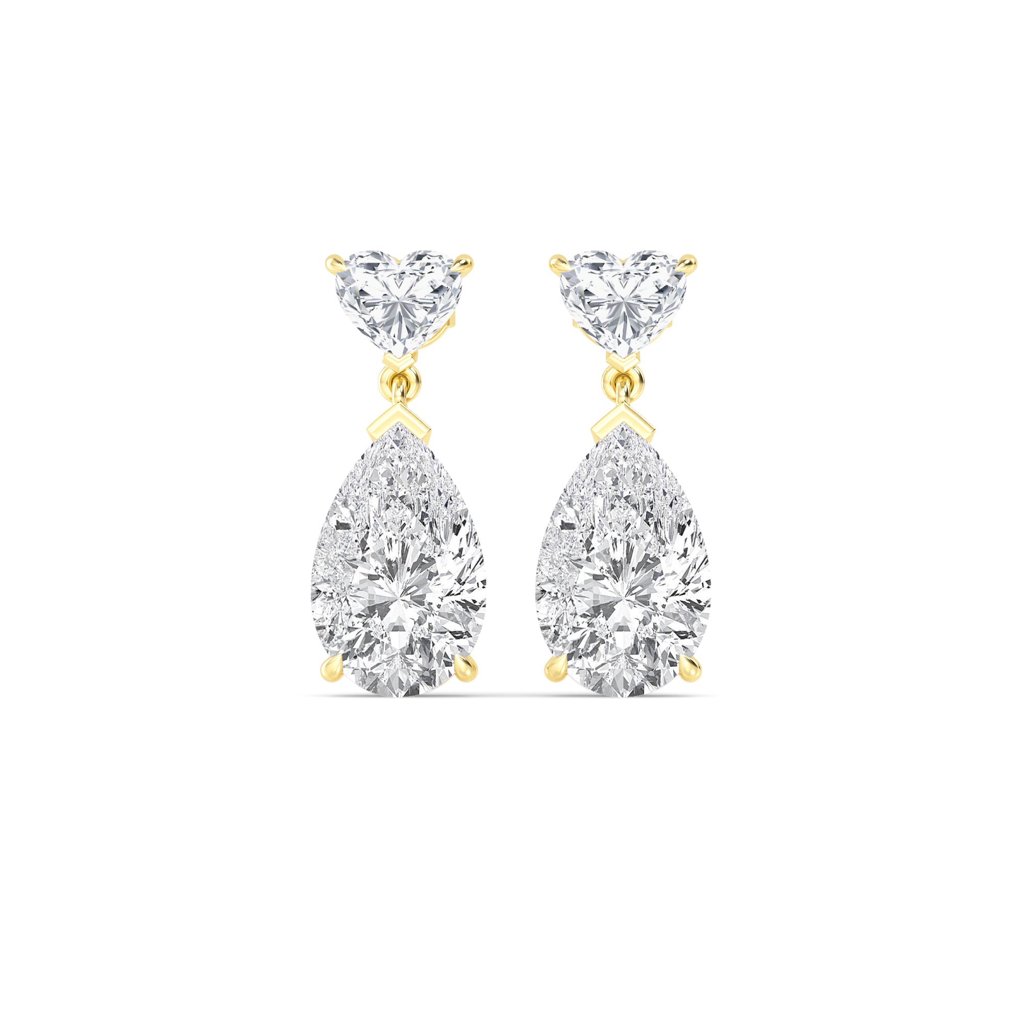 12.00ct Heart and Pear cut Lab Grown Diamond Exceptional Drop Earrings