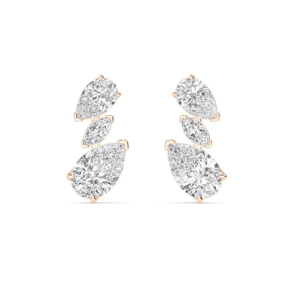 5.25ct Pear and Marquise Shape Lab Grown Diamond Trilogy Drop Earrings