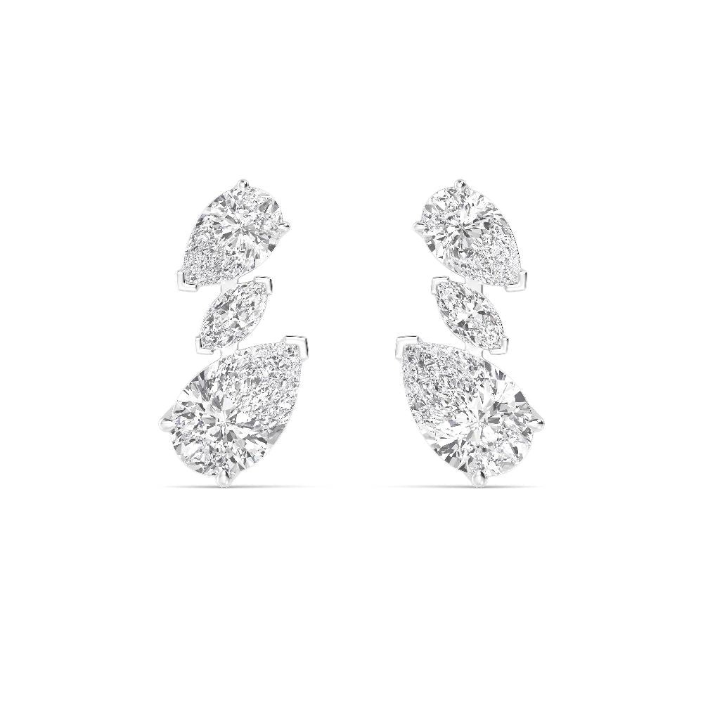 5.25ct Pear and Marquise Shape Lab Grown Diamond Trilogy Drop Earrings