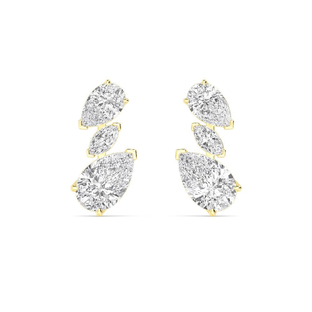 5.25ct Pear and Marquise Shape Lab Grown Diamond Trilogy Drop Earrings