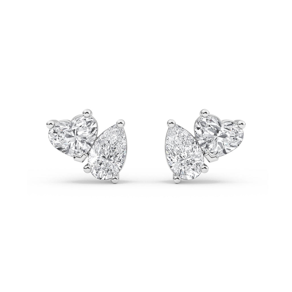 1.00ct Toi et Moi Pear and Heart cut Lab Grown Diamond Earrings