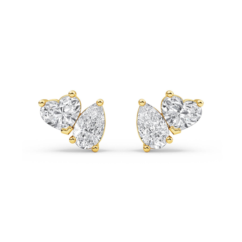 1.00ct Toi et Moi Pear and Heart cut Lab Grown Diamond Earrings