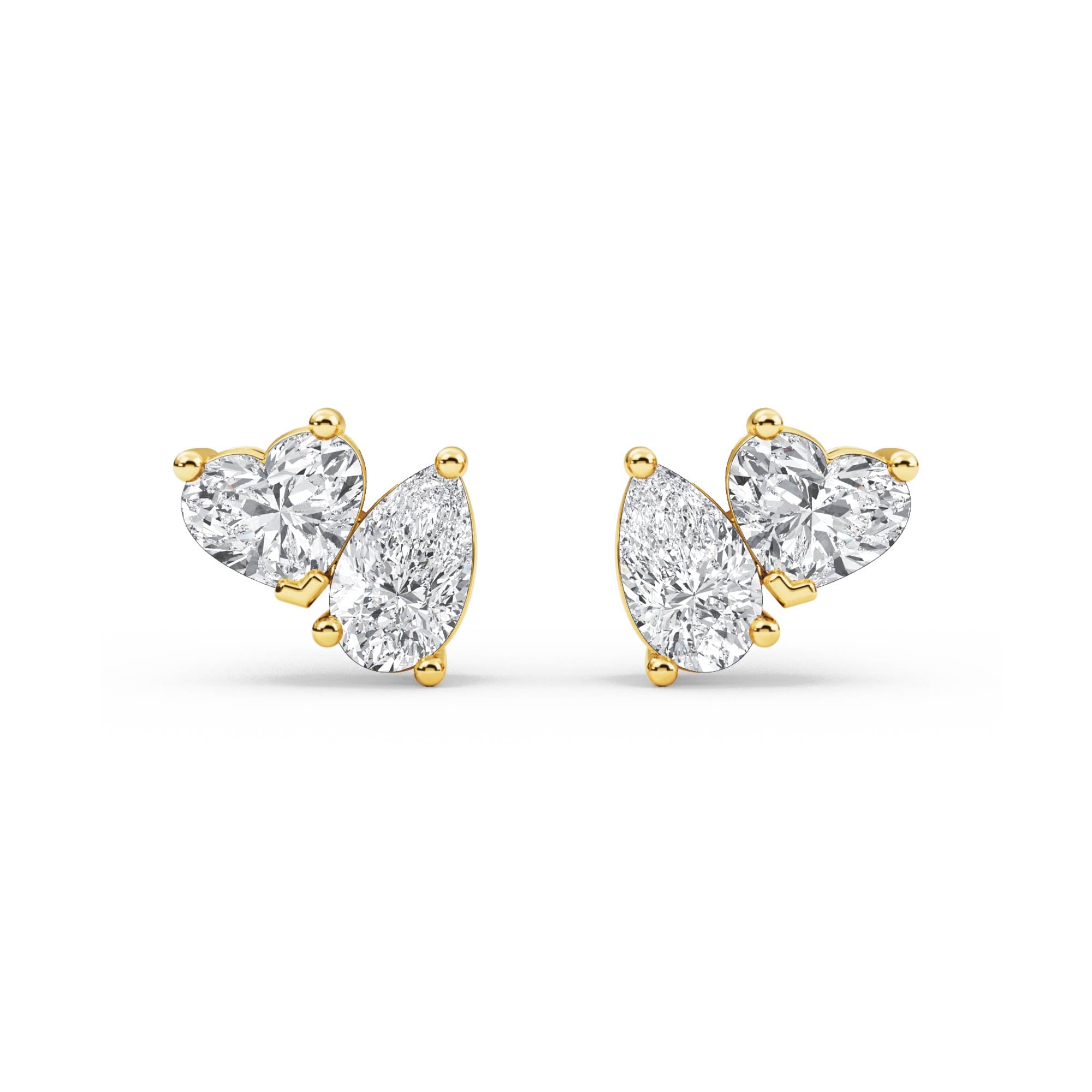 1.00ct Toi et Moi Pear and Heart cut Lab Grown Diamond Earrings