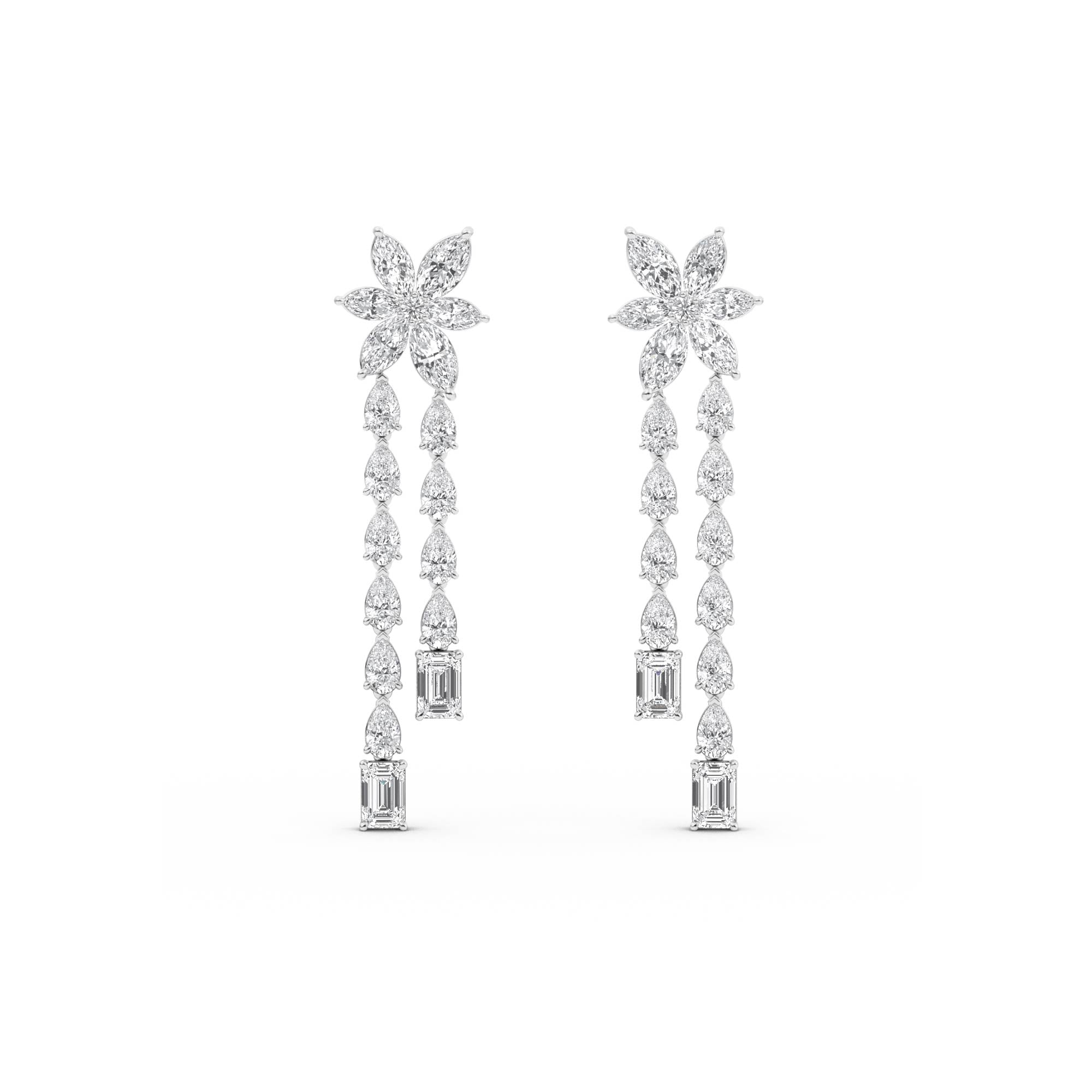 9.06ct Marquise Pear and Emerald Lab Grown Diamond Floral Exceptional Earrings