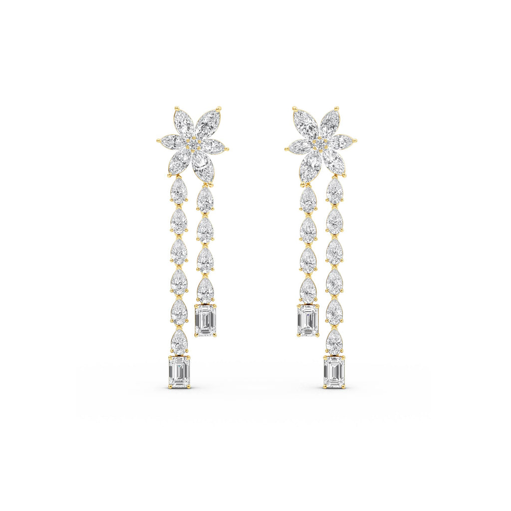 9.06ct Marquise Pear and Emerald cut Lab Grown Diamond Floral Exceptional Earrings