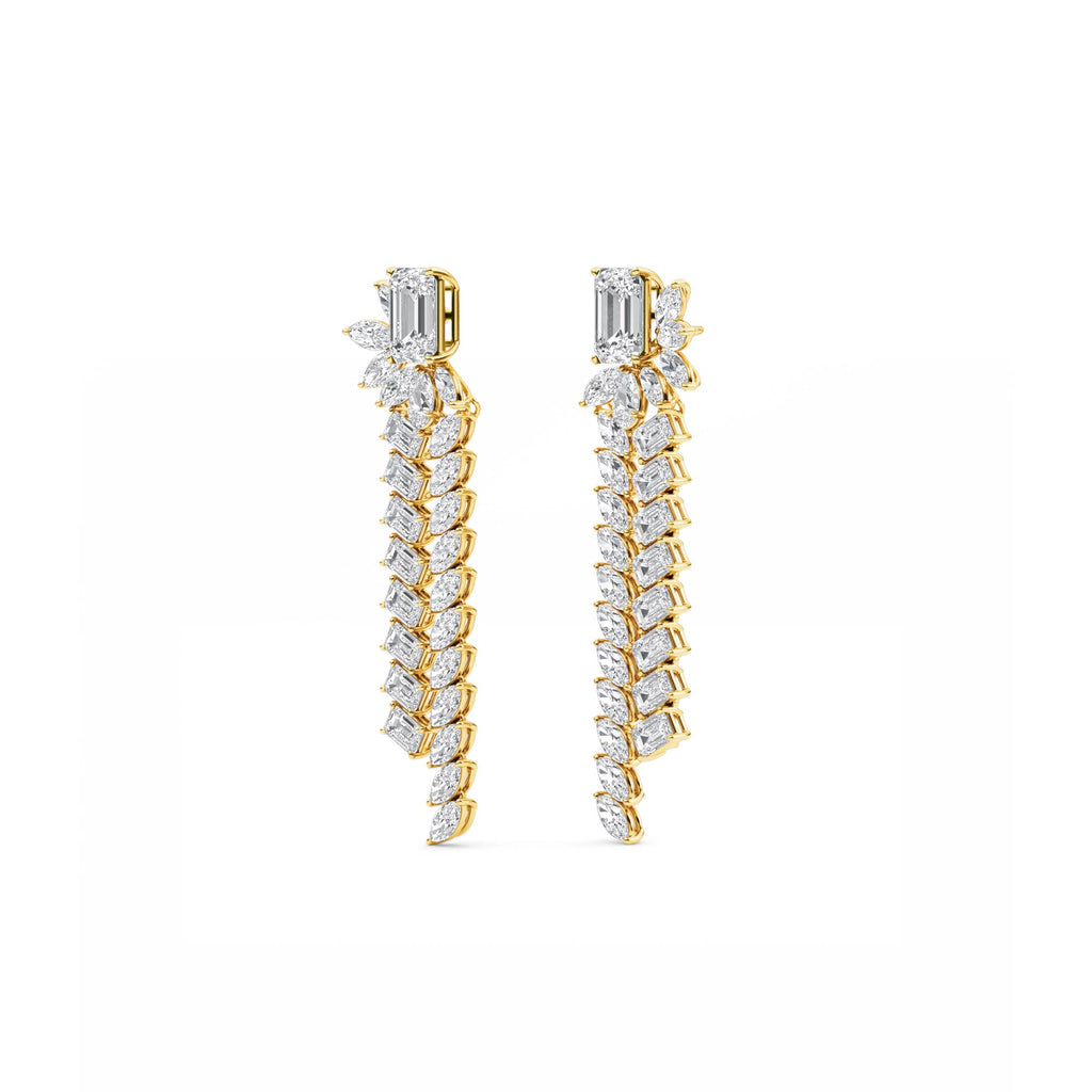 10.37ct Emerald Marquise and Pear cut Lab Grown Diamond Floral Exceptional Earrings