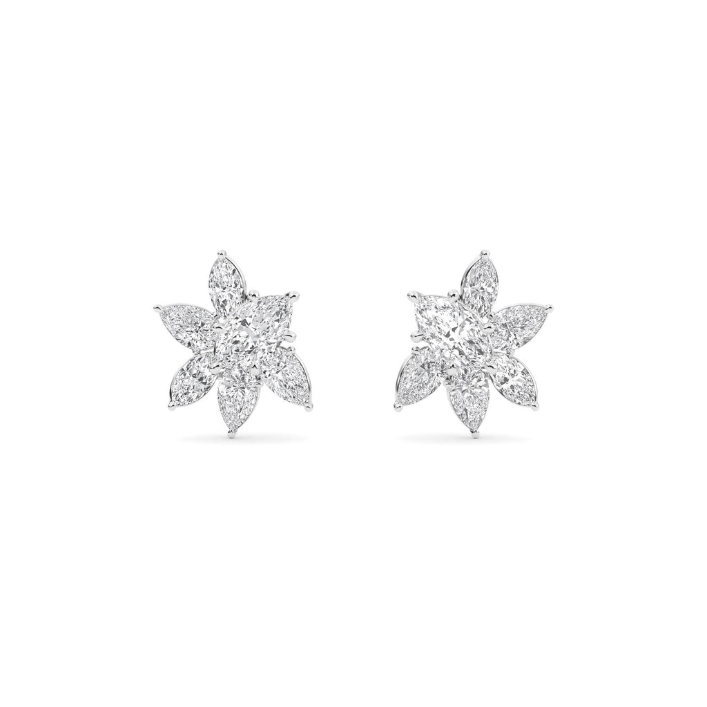 3.90ct Marquise and Pear cut Lab Grown Diamond Floral Exceptional Earrings