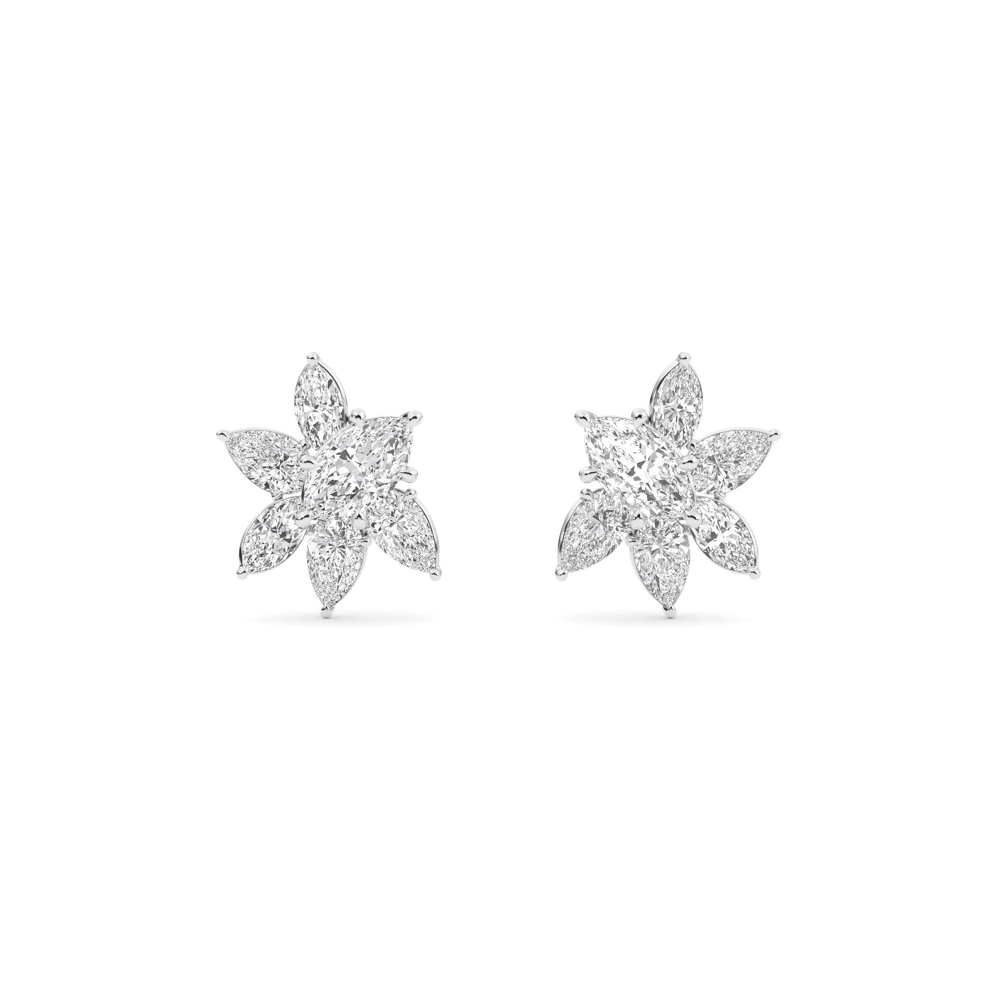 3.90ct Marquise and Pear cut Lab Grown Diamond Floral Exceptional Earrings