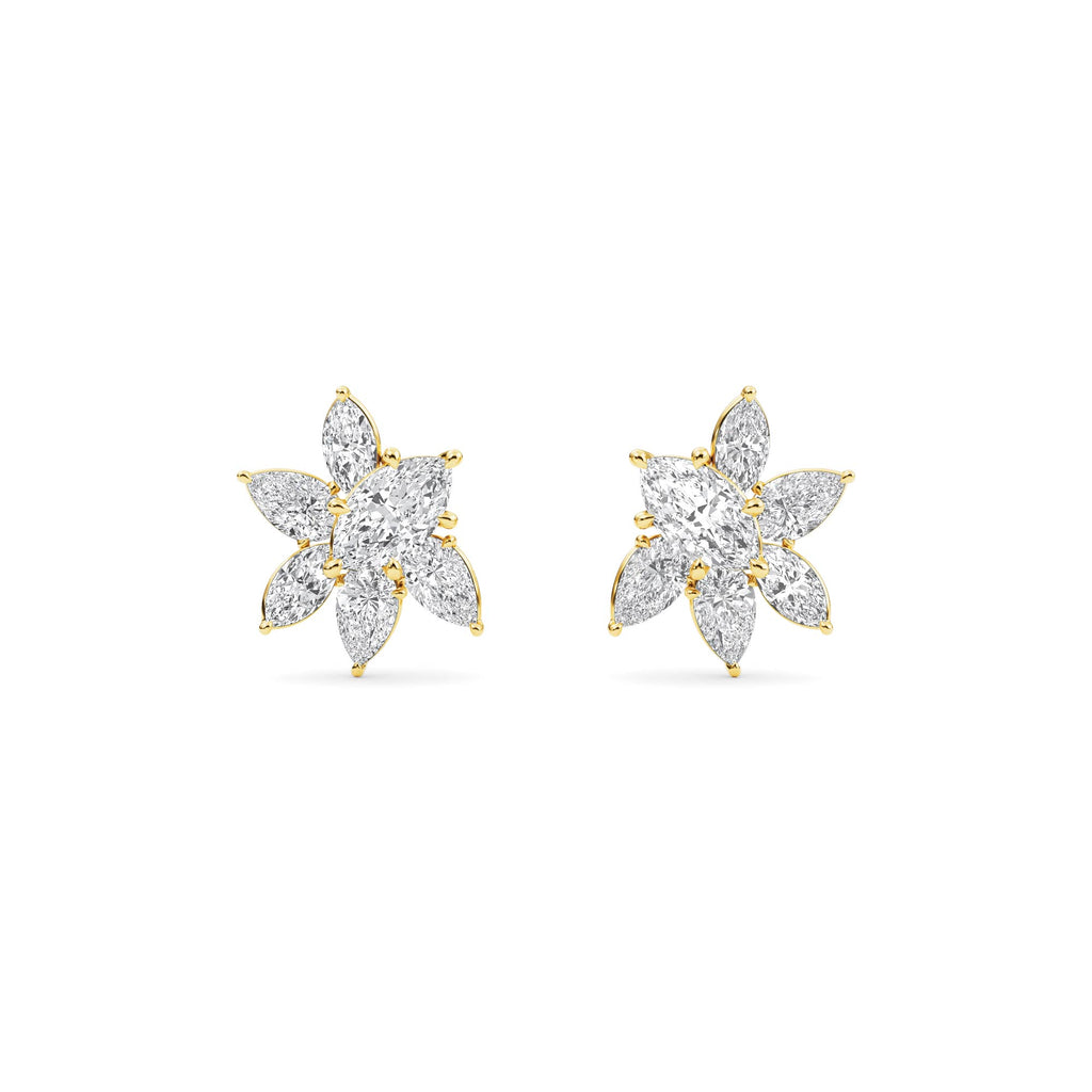 3.90ct Marquise and Pear cut Lab Grown Diamond Floral Exceptional Earrings