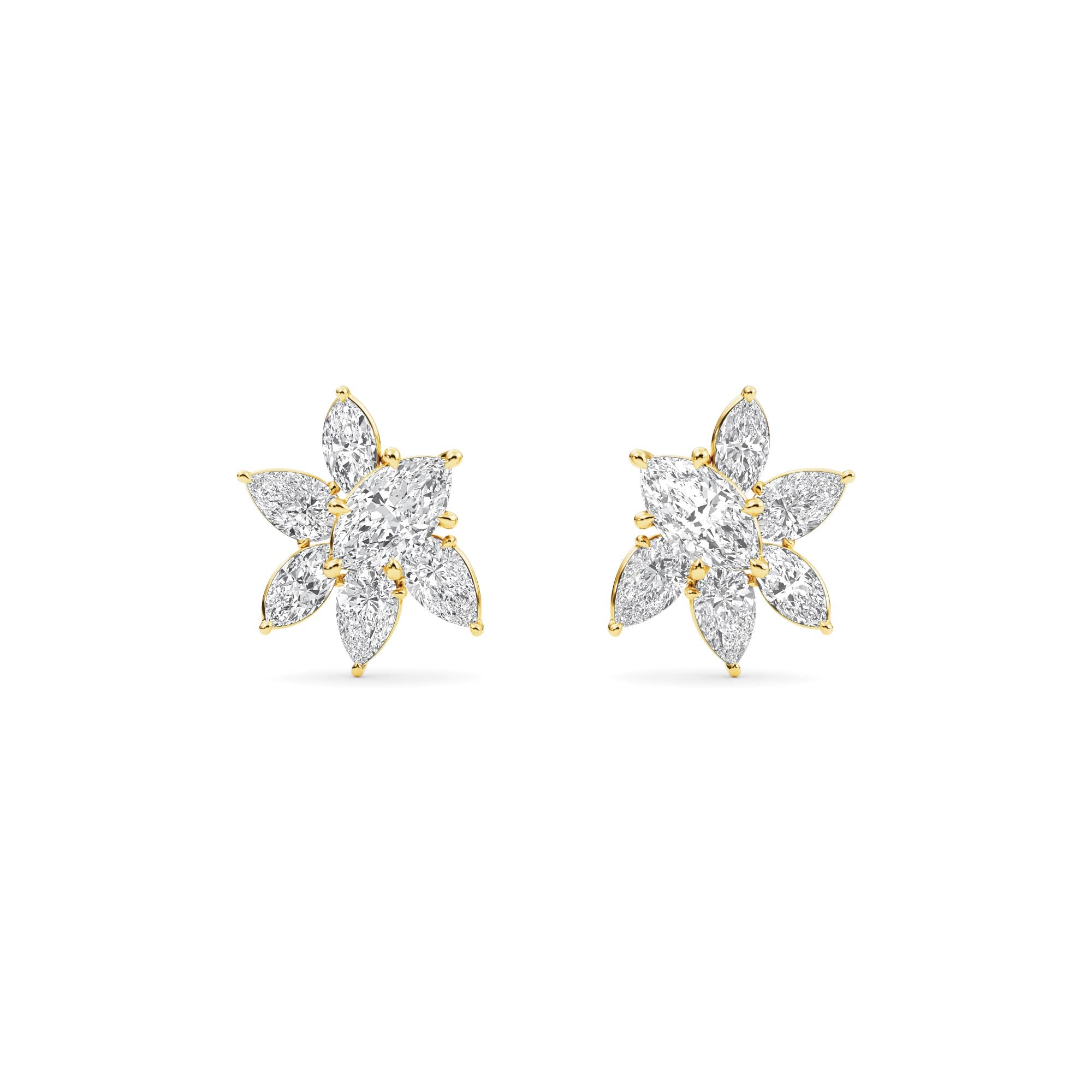 3.90ct Marquise and Pear cut Lab Grown Diamond Floral Exceptional Earrings