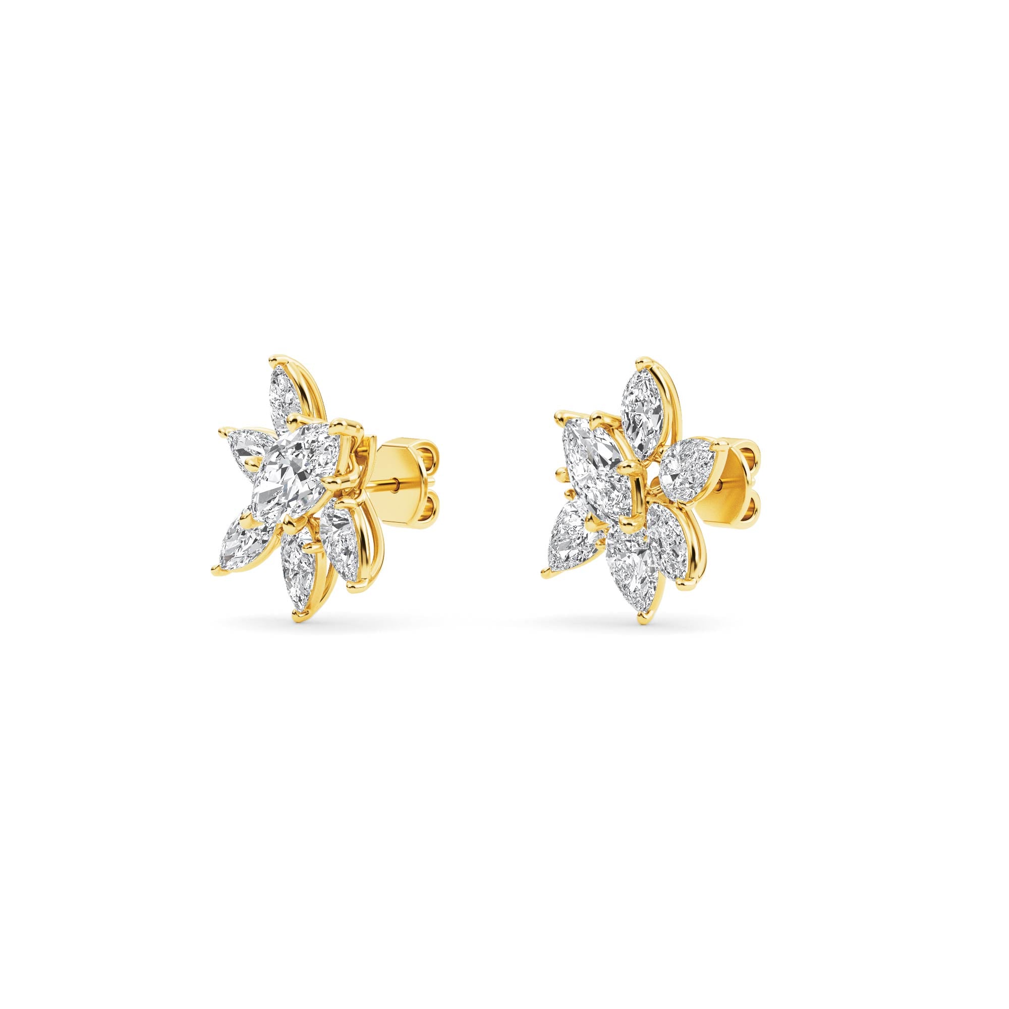3.90ct Marquise and Pear cut Lab Grown Diamond Floral Exceptional Earrings