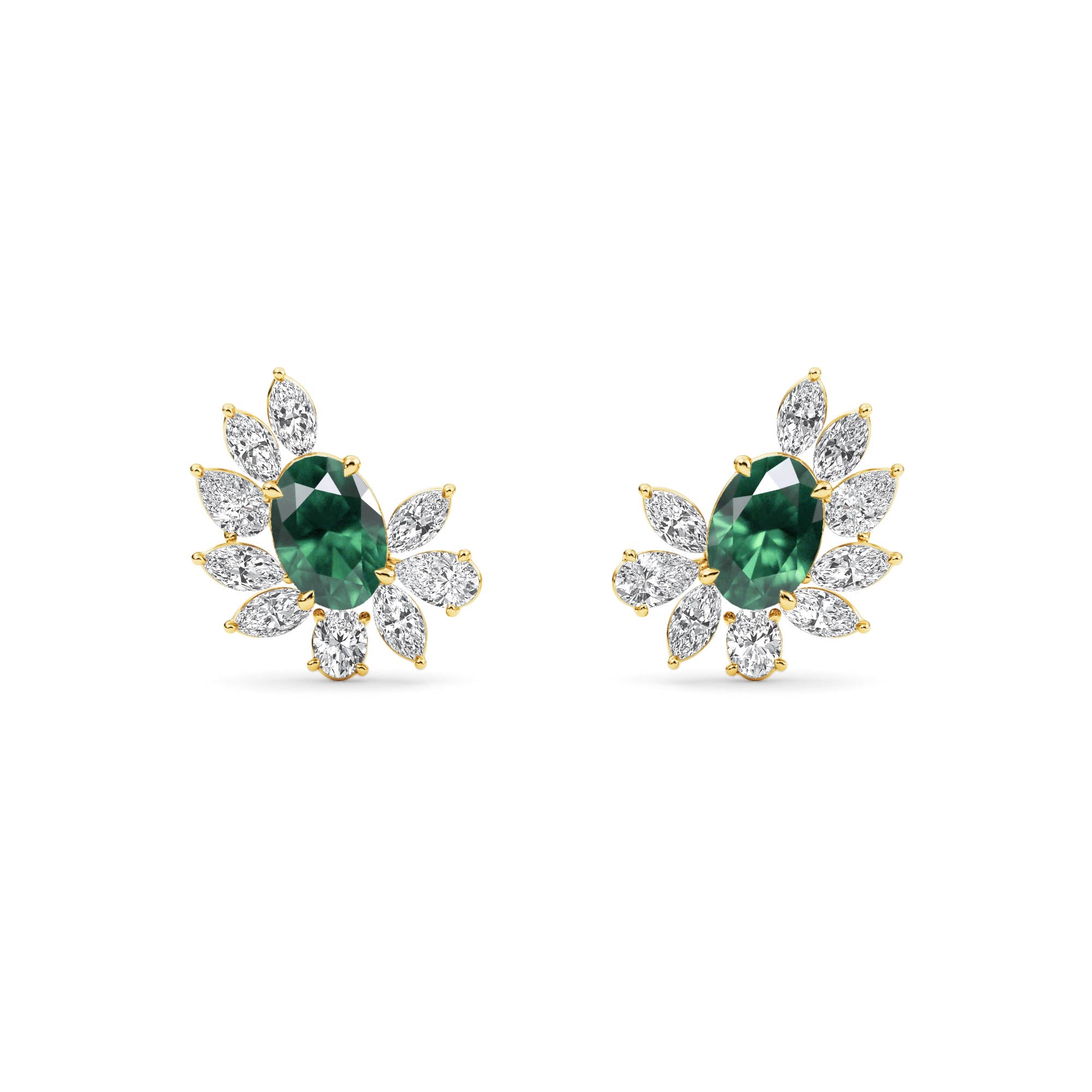 5.25ct Oval Lab Grown Emerald and Diamond Exceptional Earrings