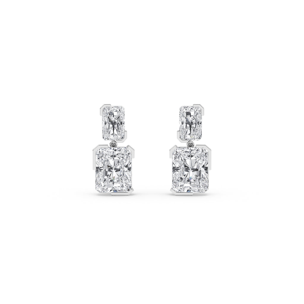 12.11ct Radiant cut Lab Grown Diamond Exceptional Bezel Drop Earrings