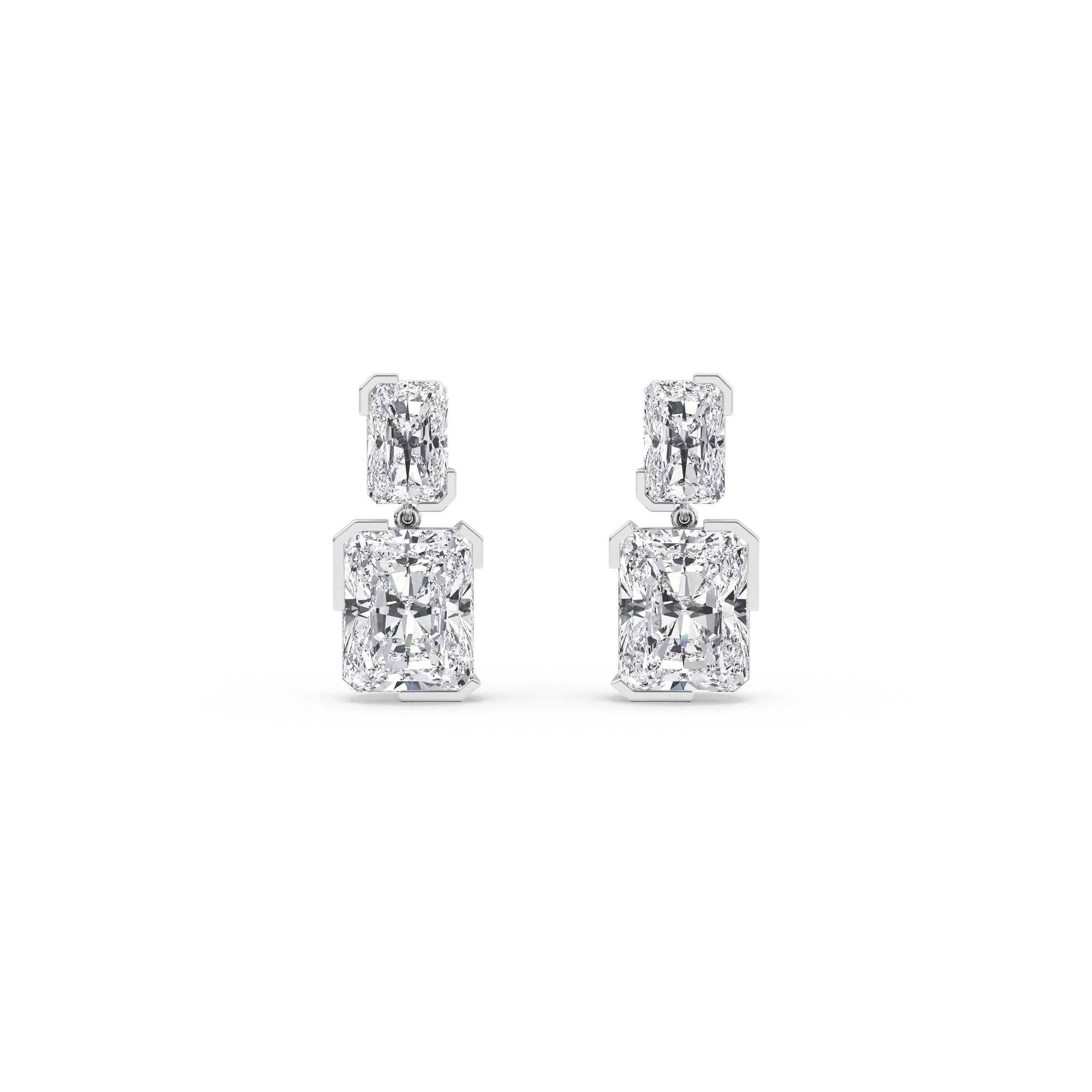 12.11ct Radiant cut Lab Grown Diamond Exceptional Bezel Drop Earrings