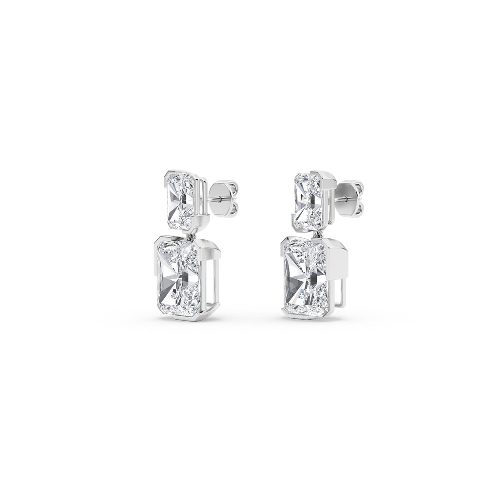 12.11ct Radiant cut Lab Grown Diamond Exceptional Bezel Drop Earrings