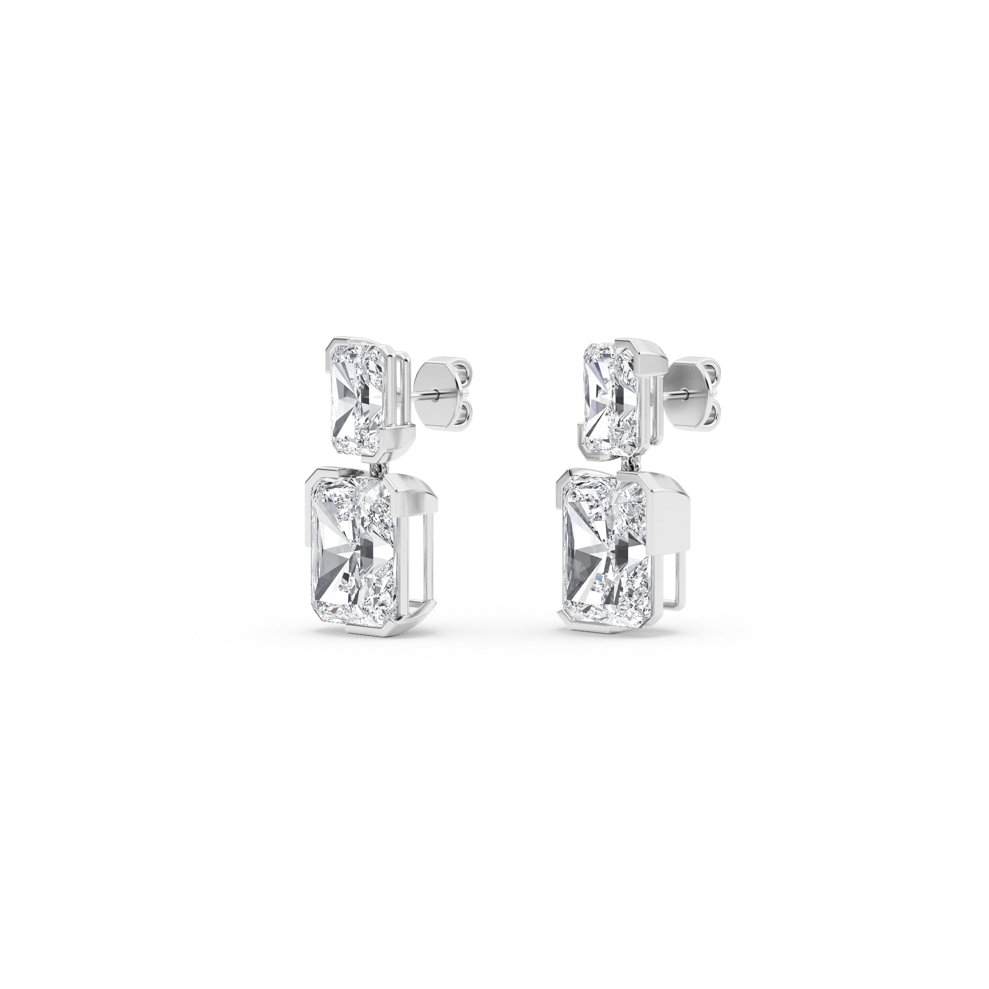 12.11ct Radiant cut Lab Grown Diamond Exceptional Bezel Drop Earrings