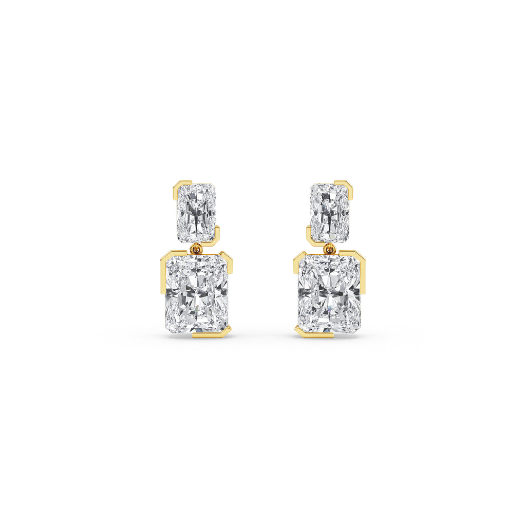 12.11ct Radiant cut Lab Grown Diamond Exceptional Bezel Drop Earrings