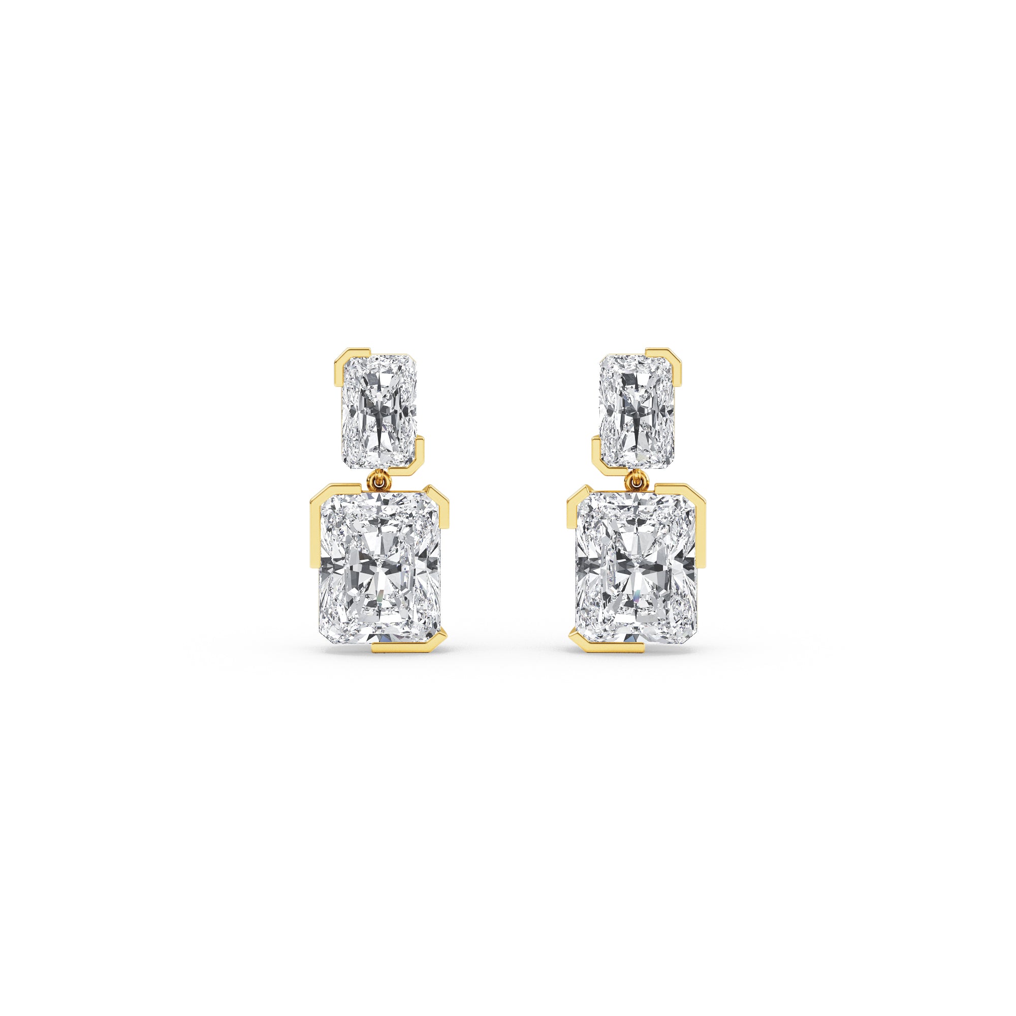 12.11ct Radiant cut Lab Grown Diamond Exceptional Bezel Drop Earrings