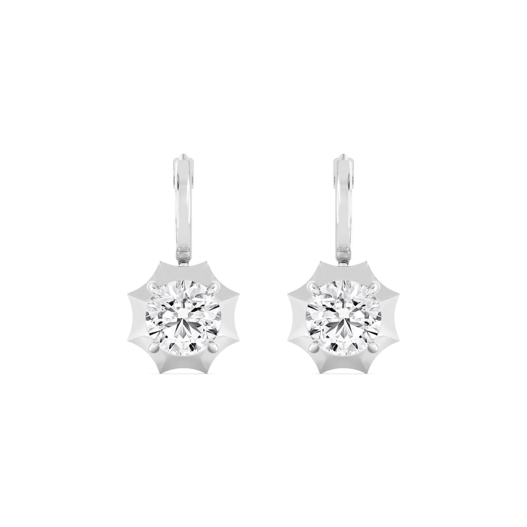 4.00ct Round Lab Grown Diamond Georgian Cut Down Drop Hoop Earrings