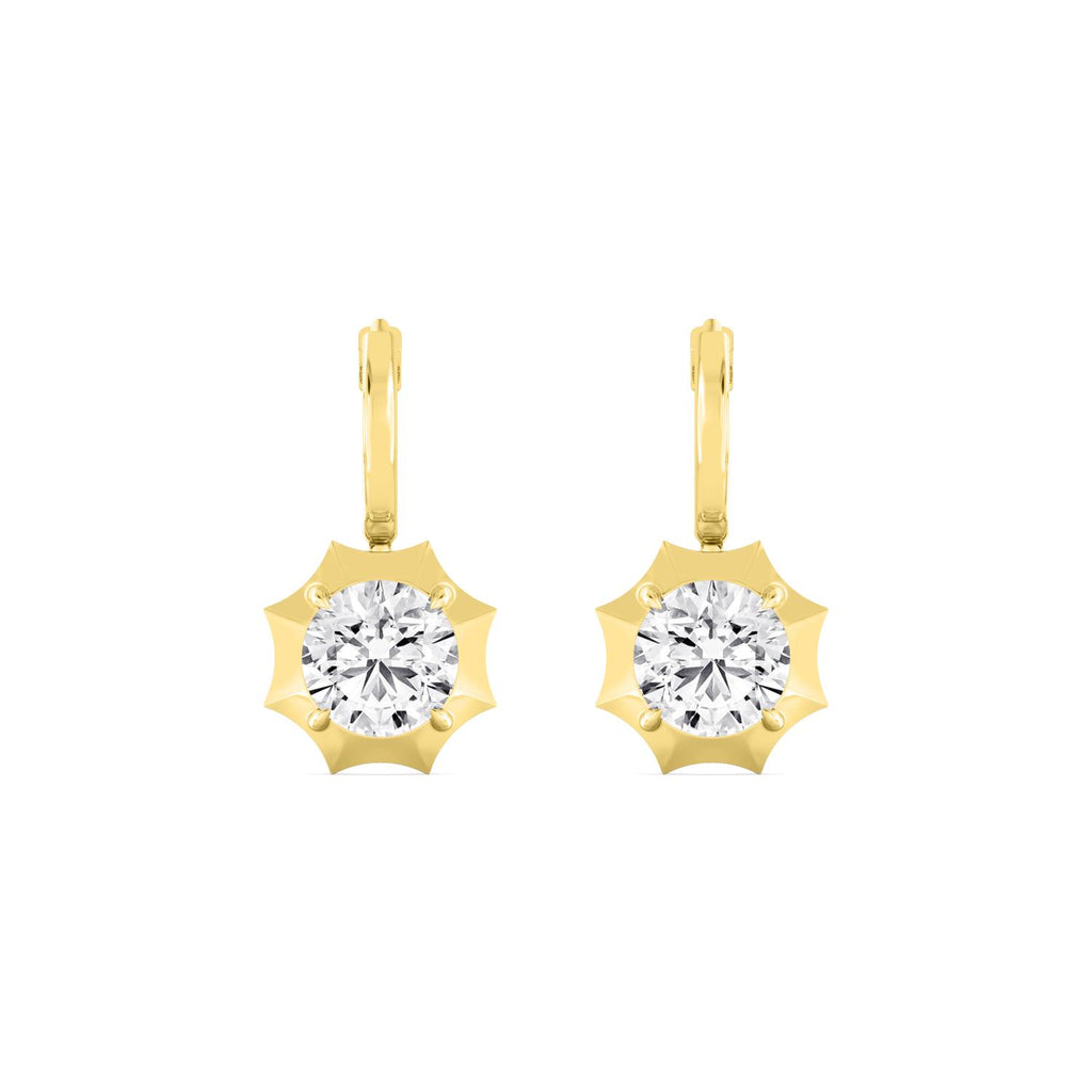 4.00ct Round Lab Grown Diamond Georgian Cut Down Drop Hoop Earrings