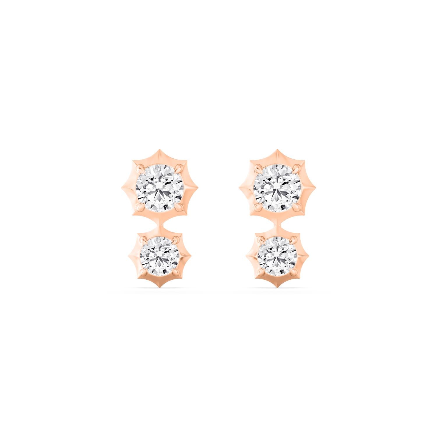 2.71ct Round Lab Grown Diamond Georgian Cut Down Drop Earrings