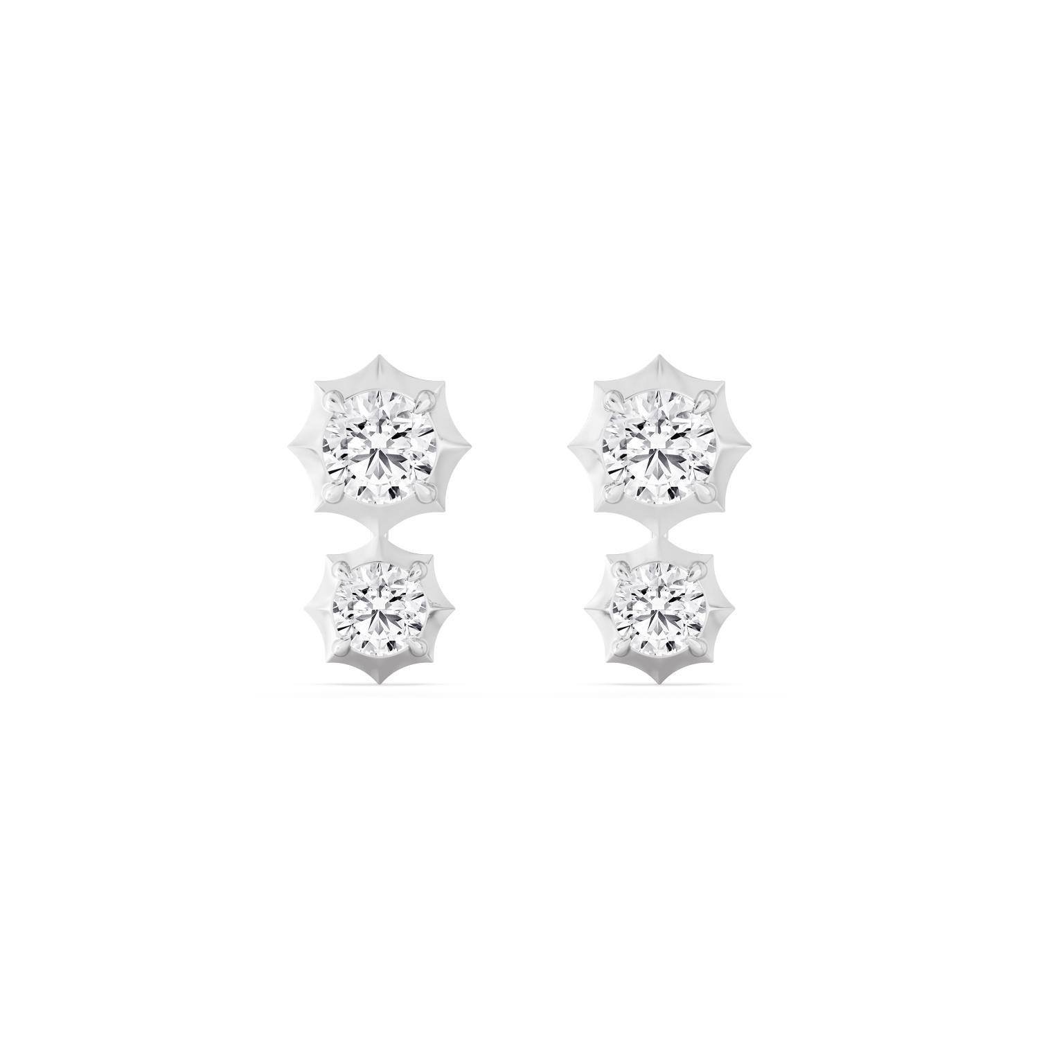 2.71ct Round Lab Grown Diamond Georgian Cut Down Drop Earrings