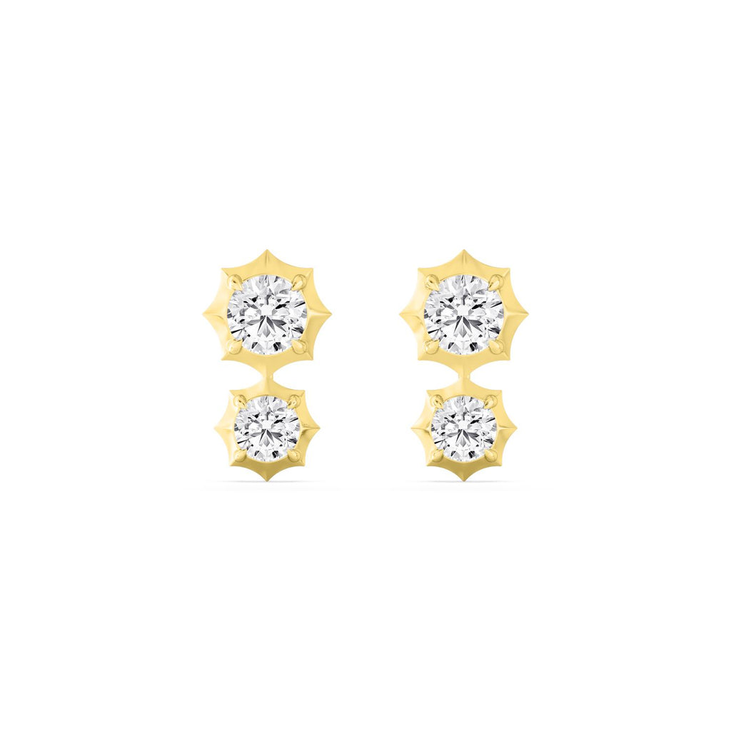 2.71ct Round Lab Grown Diamond Georgian Cut Down Drop Earrings