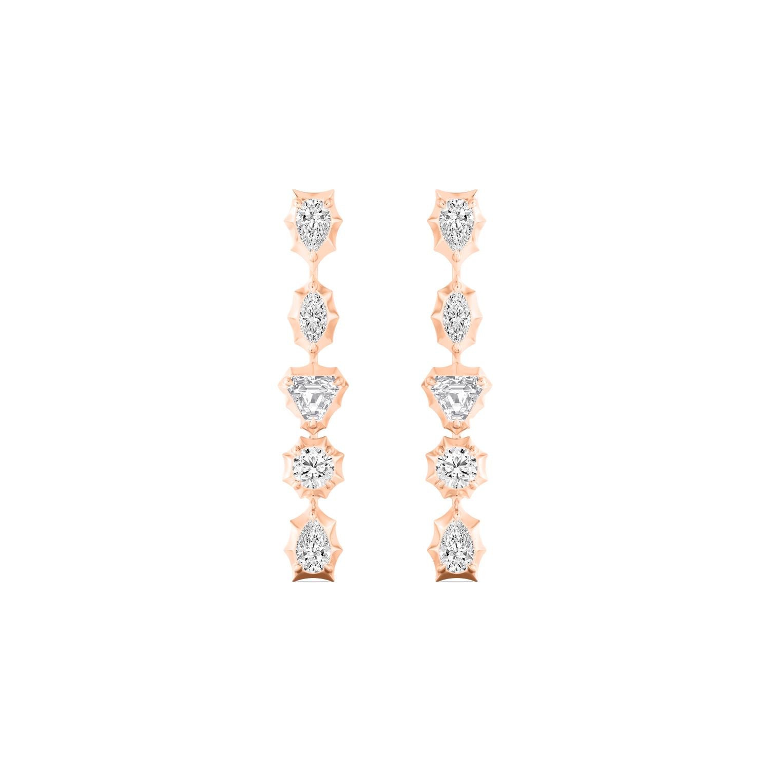 1.00ct Multishape Lab Grown Diamond Georgian Cut Down Drop Earrings